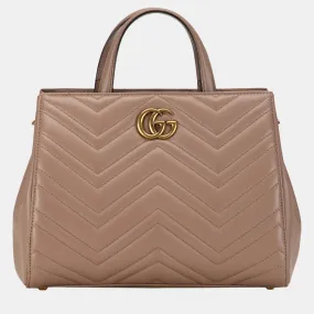Brown Small GG Marmont Matelasse Tote