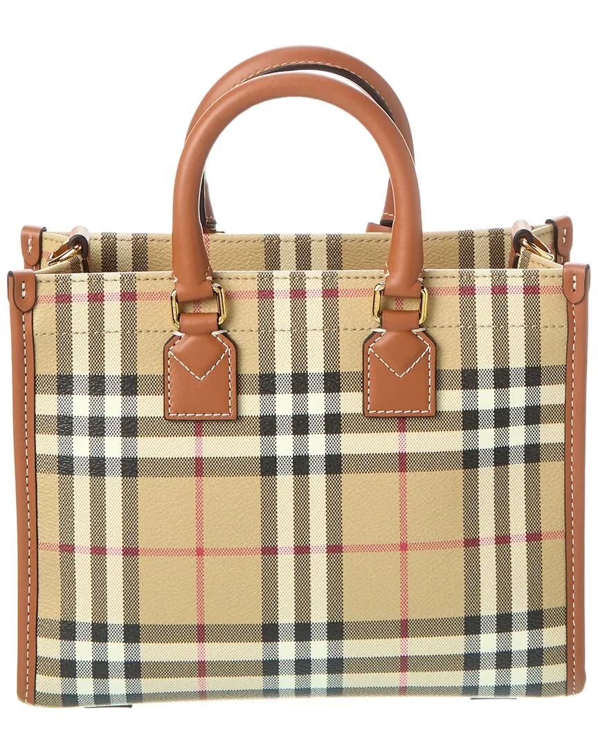 Burberry Freya Mini Check E-Canvas & Leather Tote