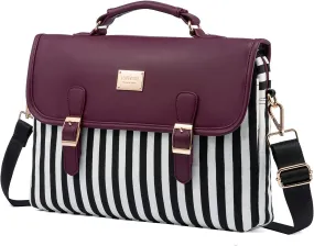Business Casual Merlot Stripe Shoulder Strap Messenger Style Laptop Bag