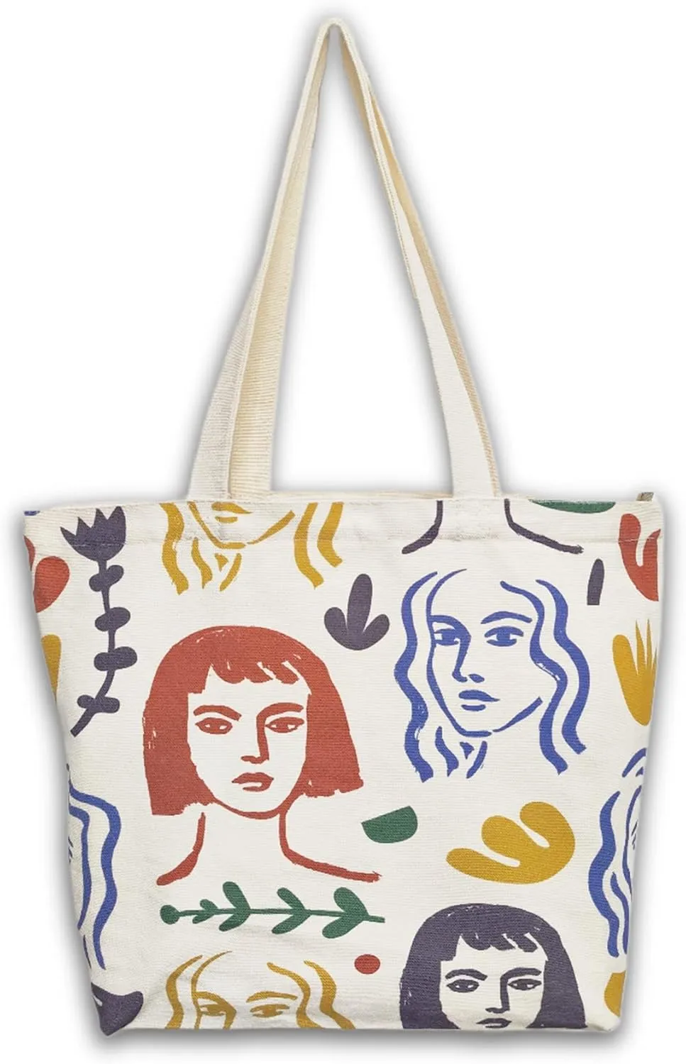 Canvas Tote Bag, Pockets, Zipper, Durable, Lightweight, Cotton Shopping Cloth Bag, Gifts