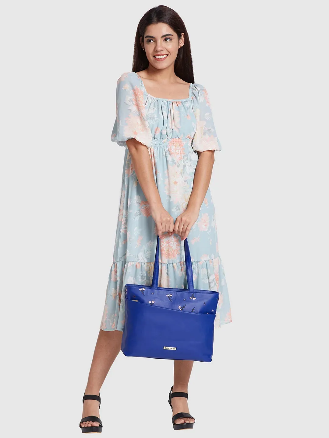 Caprese Adah Tote Large Blue Office Handbag