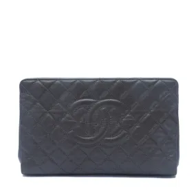 Chanel Grey Quilted Caviar Timeless CC Large Frame Clutch Bag