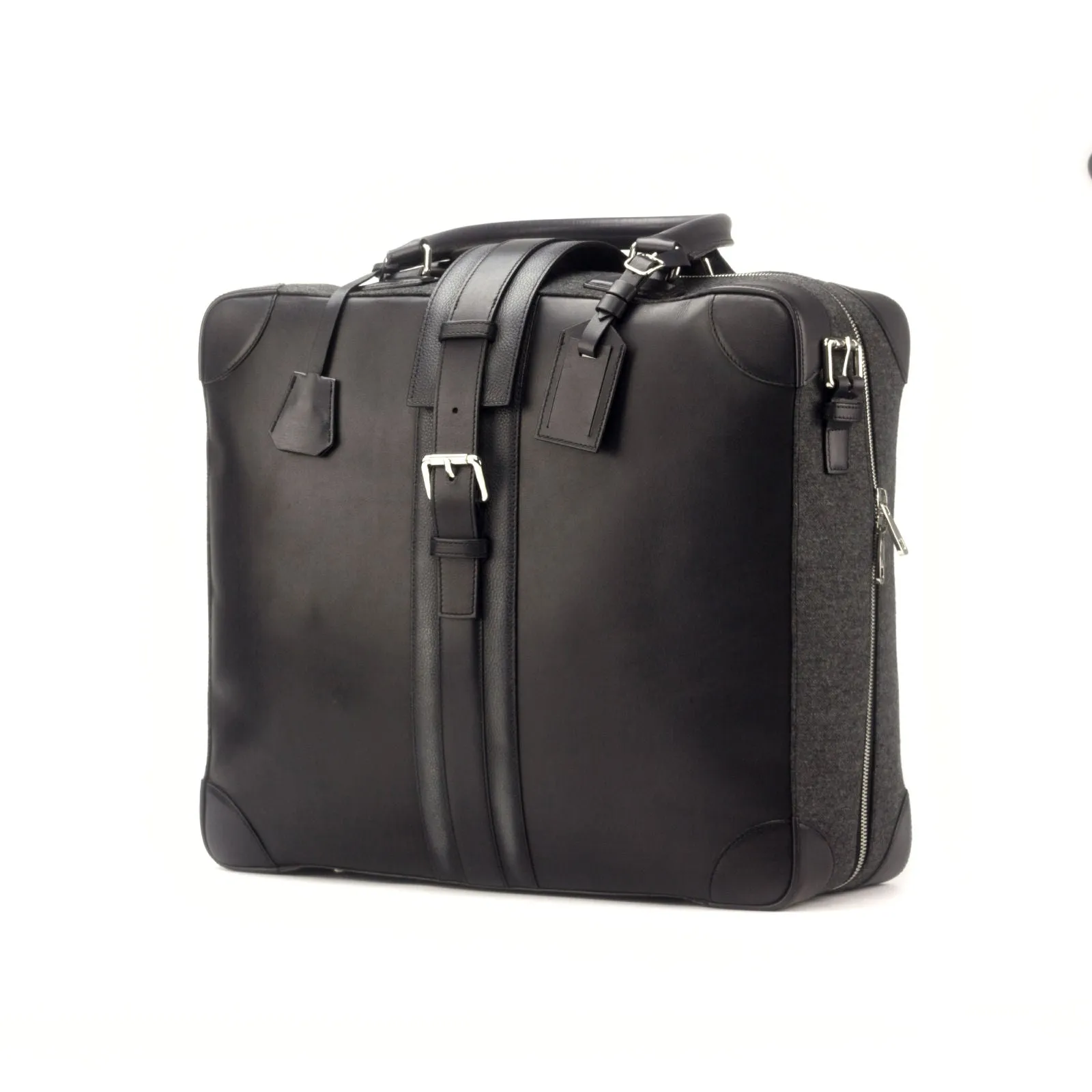 DapperFam Luxe Men's Travel Tote in Flannel Dark Grey Flannel