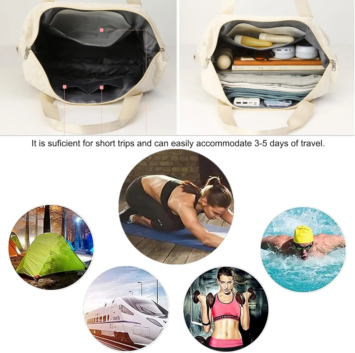 Expandable Foldable Wheeled Travel Duffle Bag - Detachable Rolling Wheels Carry On Gift