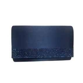 Glamour Adele Navy Diamante Box Clutch Bag
