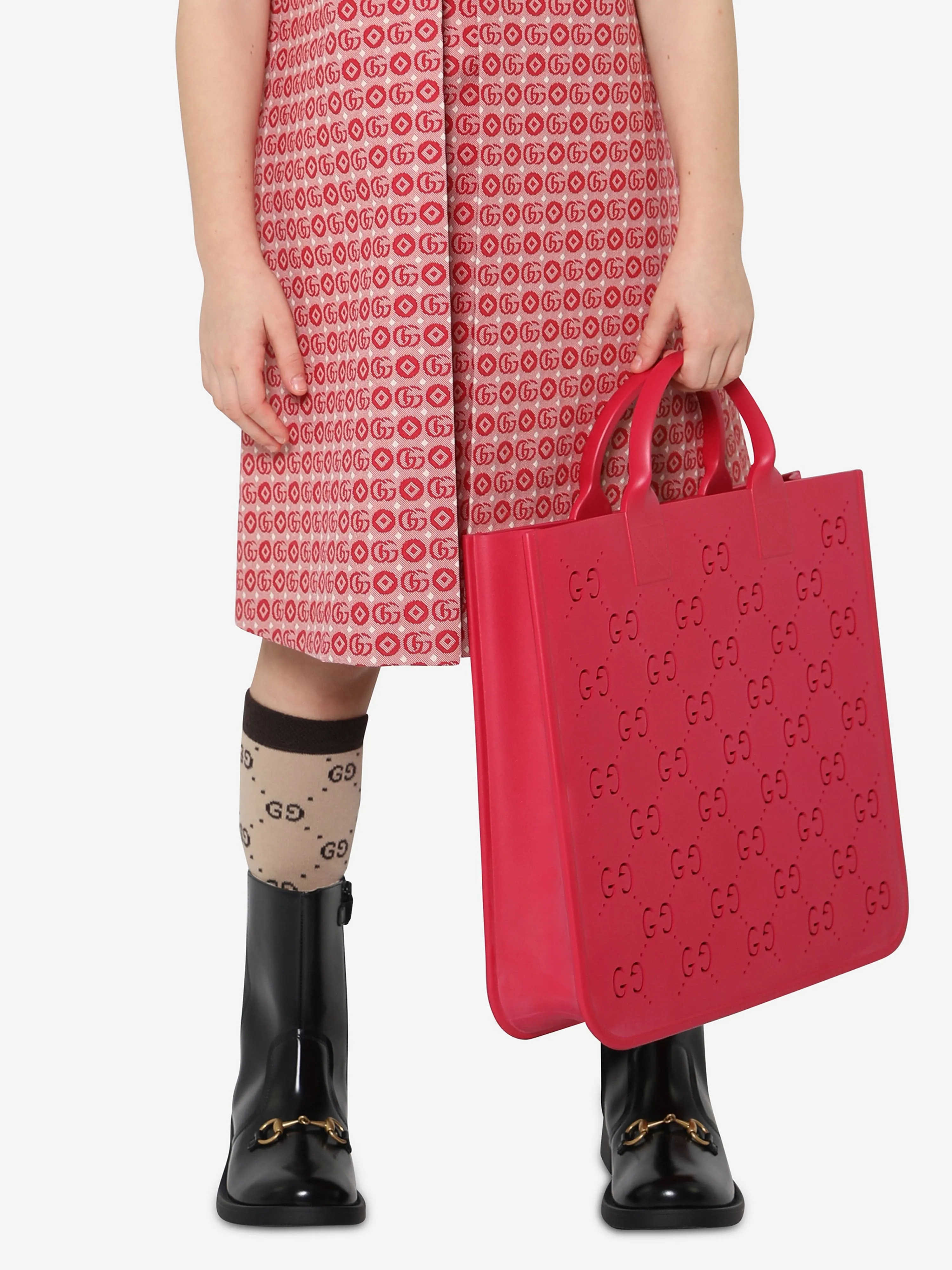Gucci Girls Rubber GG Tote Bag in Pink