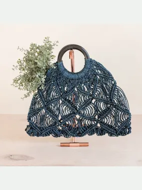 Macramé Handbag, Blue