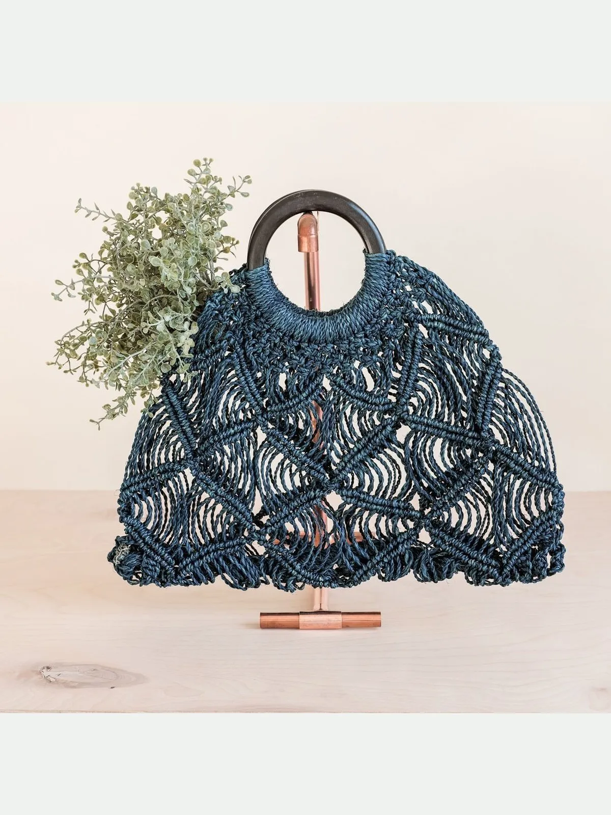 Macramé Handbag, Blue