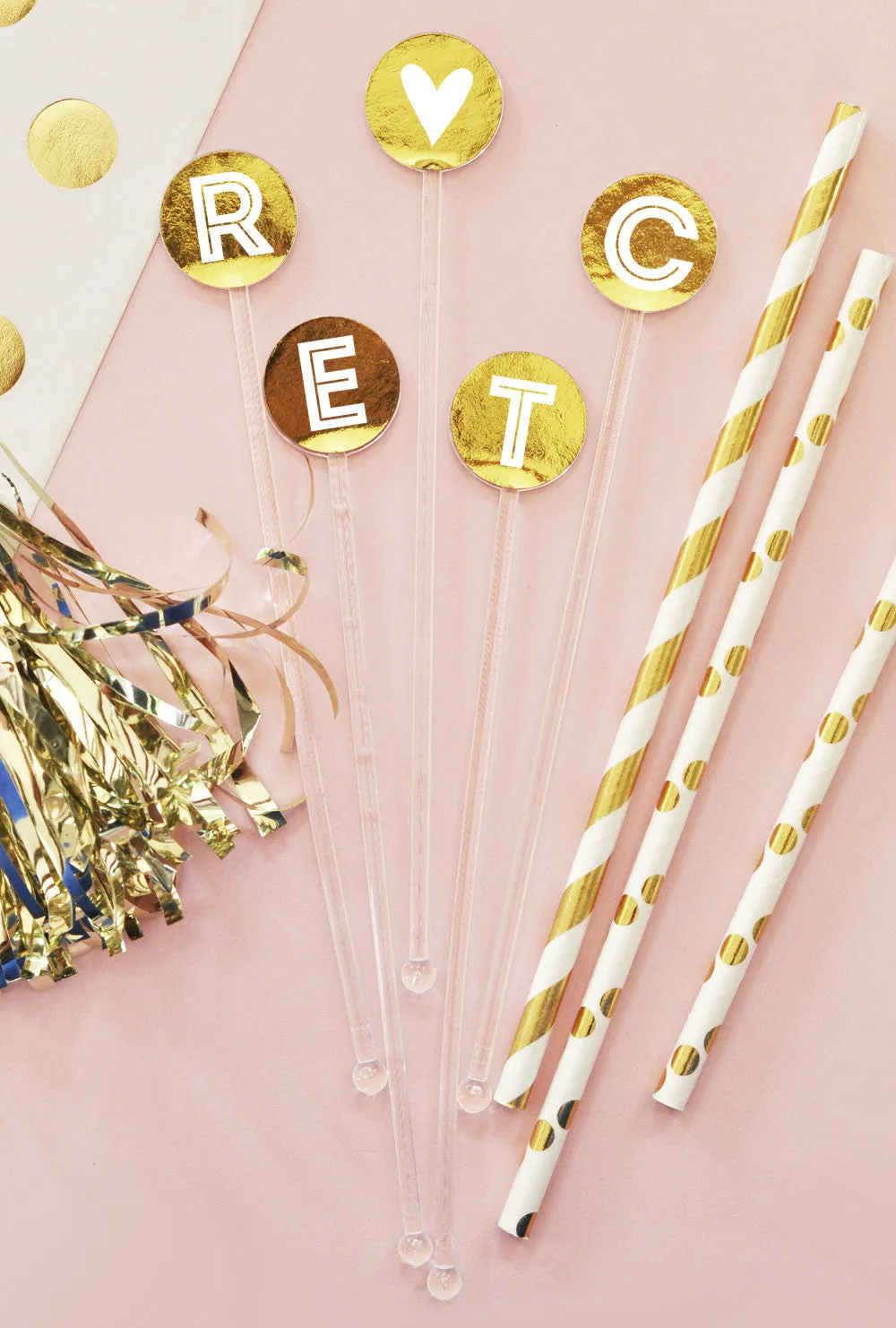 Metallic Foil Party Drink Stirrers (Pack of 25)