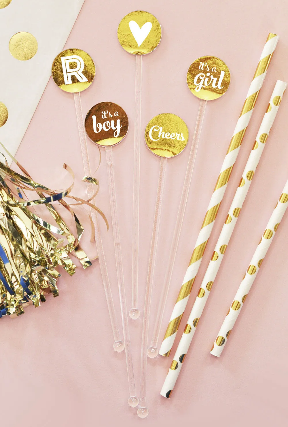 Metallic Foil Party Drink Stirrers (Pack of 25)