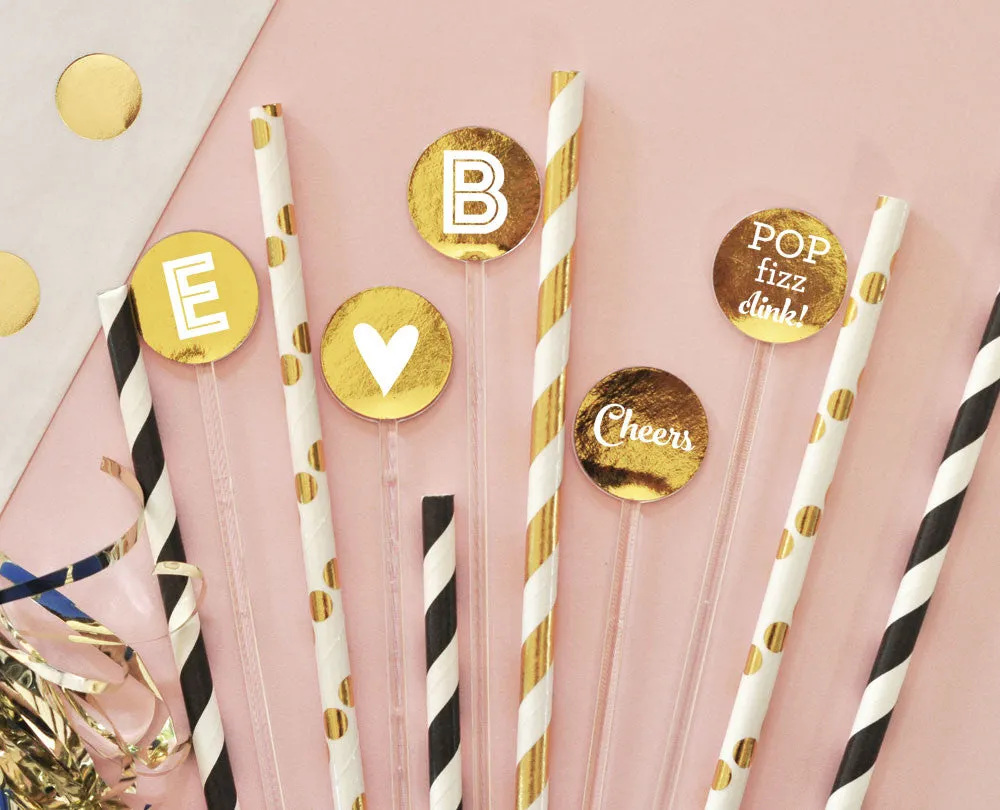Metallic Foil Party Drink Stirrers (Pack of 25)