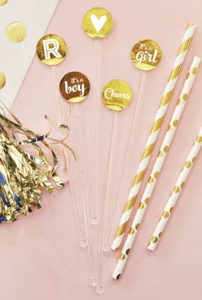Metallic Foil Party Drink Stirrers (Pack of 25)
