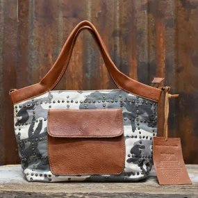 Oba Cross Body Handbag in Leather and Canvas