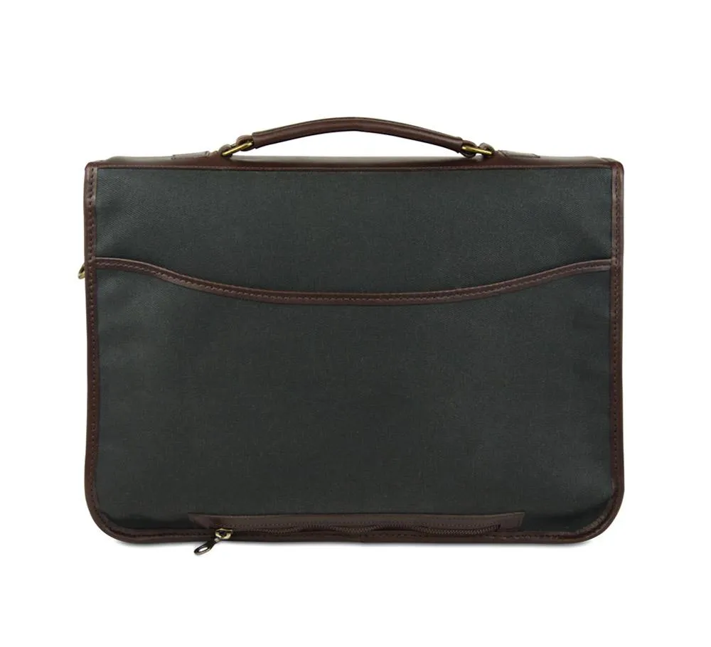 One Pocket Buckle Waxed Canvas Briefcase