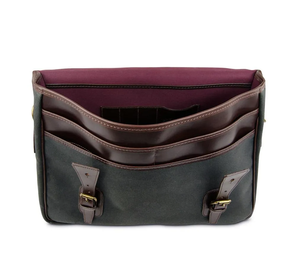 One Pocket Buckle Waxed Canvas Briefcase