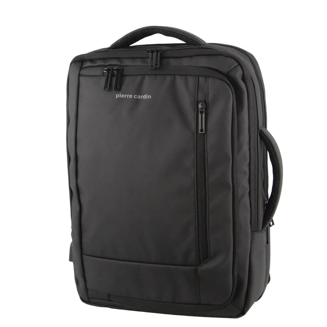 Pierre Cardin 15" Laptop Briefcase Backpack with USB Port (Black)