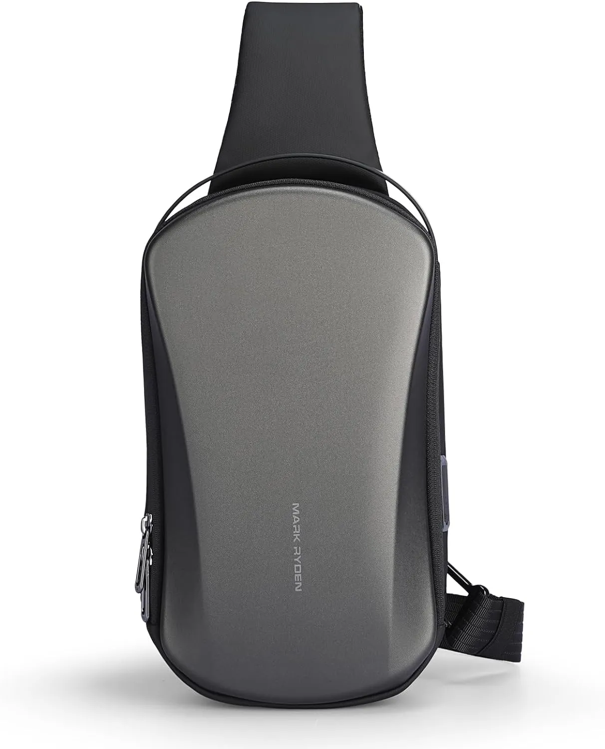 Sling Backpack Men, Sleek Aesthetic Sling Bag with Hard Shell Design and USB Charging Port, Waterproof Shoulder Bag for Traveling, Sporting, Cycling, Daily