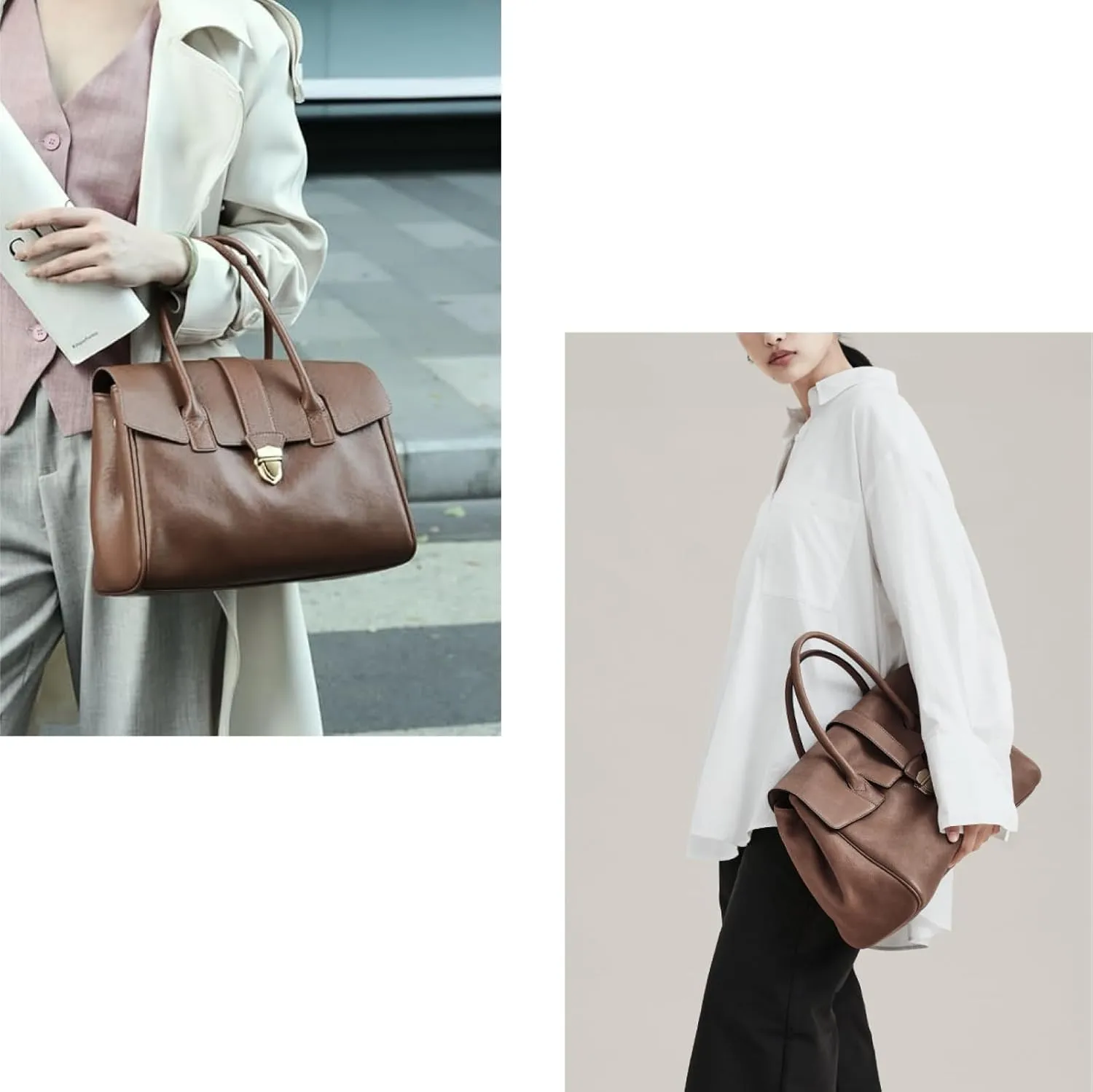 Stylish Genuine Leather Tote Bag for Women - Lightweight Underarm Commuter Purse | Elegant Designer Handbag